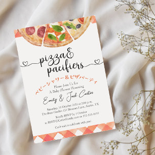 Pizza Party Baby Shower Watercolor Red Gingham Inbjudningar