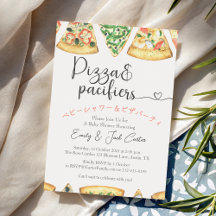 Pizza Party Baby Shower Whimsical Slice Avslappnad