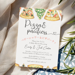 Pizza Party Baby Shower Whimsical Slice Avslappnad Inbjudningar