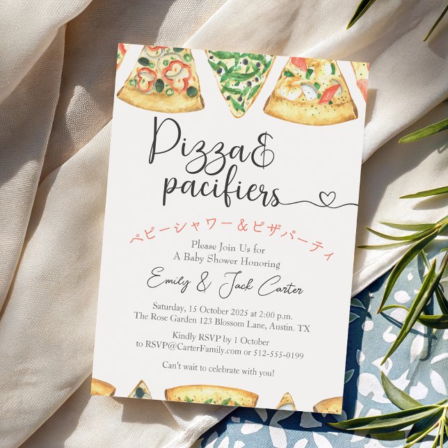 Pizza Party Baby Shower Whimsical Slice Avslappnad Inbjudningar (Skapare uppladdad)