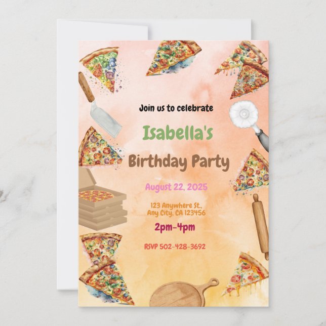 Pizza Party Bash: Bjud i Roligten på födelsedagen Inbjudningar (Framsida)
