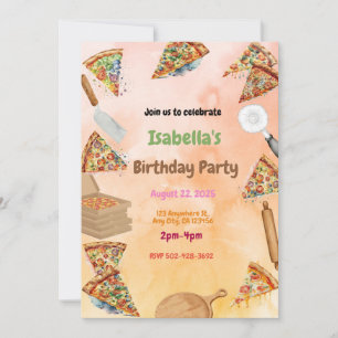 Pizza Party Bash: Bjud i Roligten på födelsedagen Inbjudningar