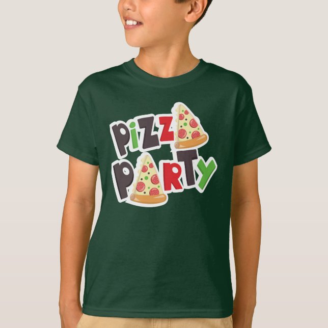 Pizza Party Basic Hanes ComfortSoft® T-Shirt (Framsida)