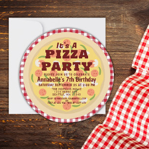 Pizza Party Birthday Barns födelsedag Inbjudningar