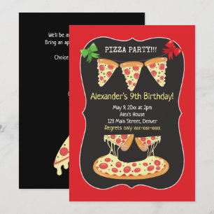 Pizza Party Birthday bjuder in alla åldrar Inbjudningar