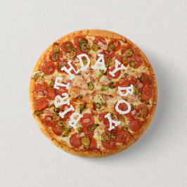Pizza Party Birthday Boy Button Knapp