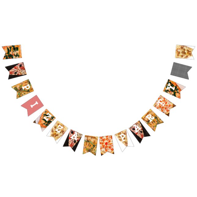 Pizza Party Birthday Flagga Banner (Alla)