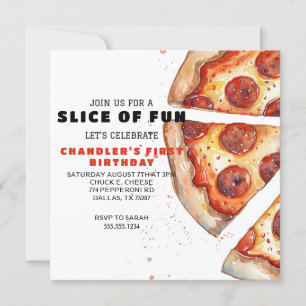 Pizza Party Birthday Inbjudningar