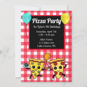 Pizza Party Birthday Inbjudningar