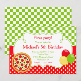 Pizza Party Birthday Inbjudningar
