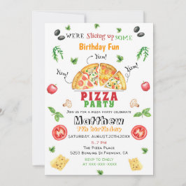 Pizza Party Birthday Inbjudningar