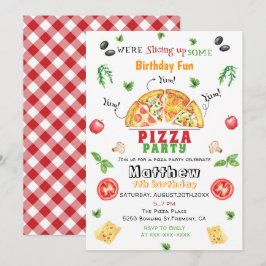 Pizza Party Birthday Inbjudningar