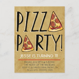 PIZZA PARTY BIRTHDAY INVICATION FÖR BARN INBJUDAN VYKORT