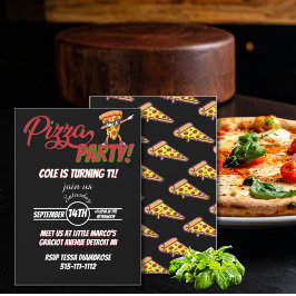 Pizza Party Birthday Invitation | Fun Slice Theme  Inbjudningar