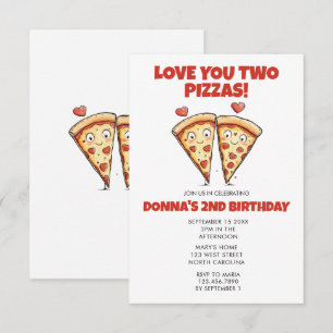 Pizza Party Birthday, Kärlek You Two Pizzas Inbjudningar