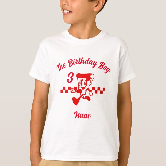 Pizza Party Birthday Kids Tshirt T Shirt (Framsida)