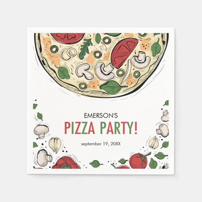 Pizza Party Birthday Pappersservett (Framsidan)