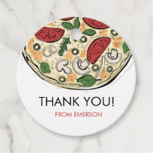 Pizza Party Birthday Tack Favor Taggar