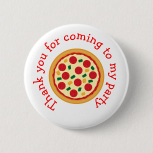 Pizza Party Birthday: Tack för att du kom Knapp