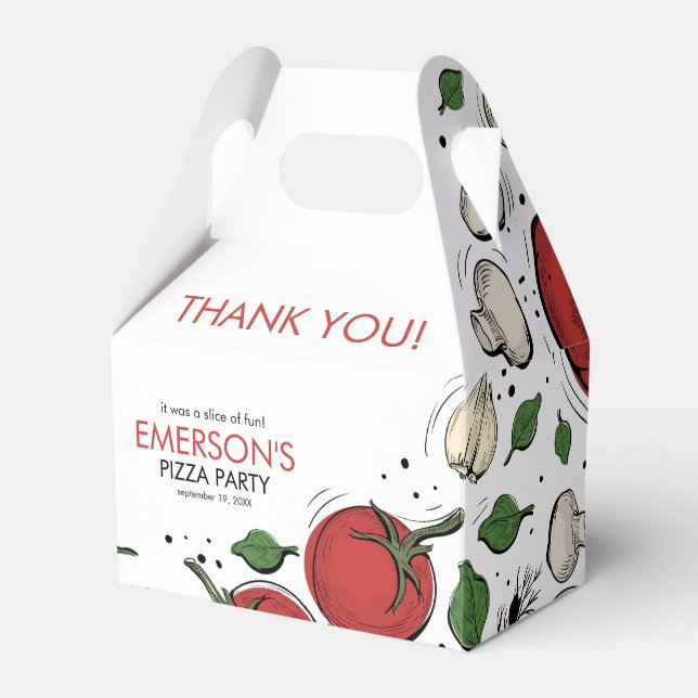 Pizza Party Birthday Tack Presentaskar (Framsidan Sidan)