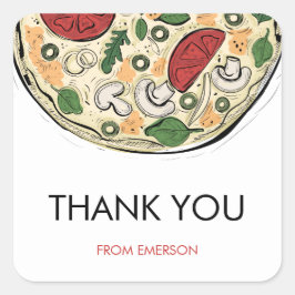 Pizza Party Birthday Tack Sticker Fyrkantigt Klistermärke