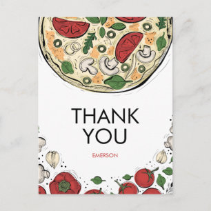 Pizza Party Birthday Tack vykort