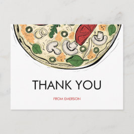 Pizza Party Birthday Tack vykort