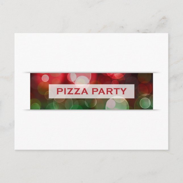 pizza party bokeh vykort (Framsida)