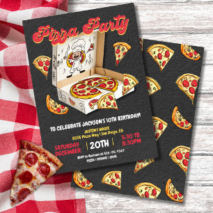 Pizza Party Box Birthday Inbjudningar