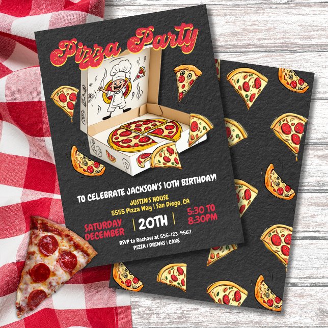Pizza Party Box Birthday Inbjudningar (Skapare uppladdad)