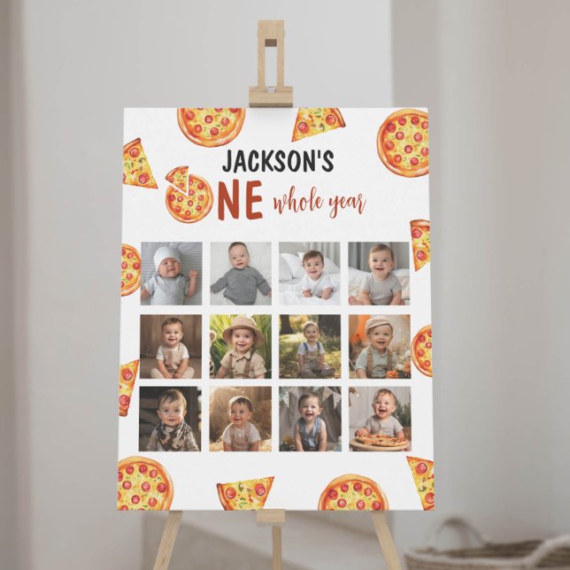 Pizza Party Boy Birthday Photo Milestone-tecken Poster (Skapare uppladdad)