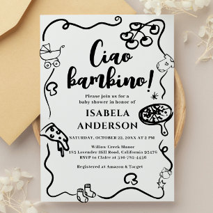 Pizza Party,Ciao Bambino Baby Shower-inbjudan Inbjudningar