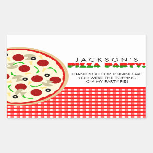 Pizza Party Favor Stickers Rektangulärt Klistermärke