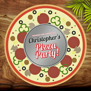 Pizza Party Favor Tack Stickers Runt Klistermärke