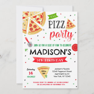 Pizza Party födelsedag inbjuden Boy Girl Inbjudningar