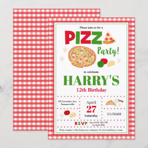 Pizza Party födelsedag: Snabbmat för inbjuden mat Inbjudningar