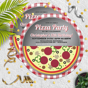 Pizza Party Födelsedagsfest inbjudan