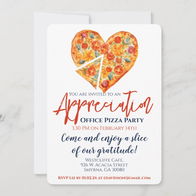Pizza Party för medarbetaravskrivning Inbjudningar (Framsida)