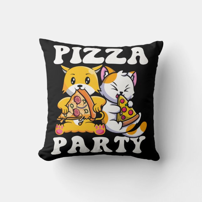 Pizza Party Funny Cat Lover Kudde (Framsida)