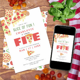 Pizza Party Girl, modern, femtonde födelsedagen Inbjudningar