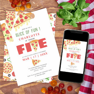 Pizza Party Girl, modern, femtonde födelsedagen Inbjudningar