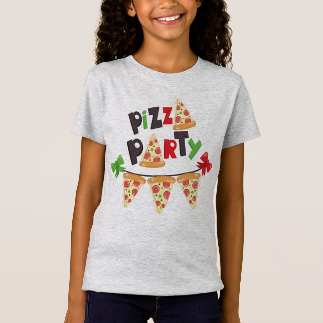 Pizza Party Girls' Bra Jersey T-Shirt (Framsida)