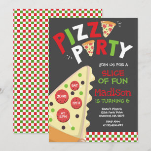 Pizza Party-inbjudan Pizza-Födelsedagsfest Inbjudningar