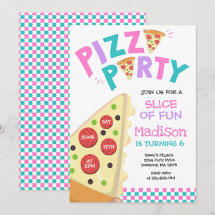 Pizza Party-inbjudan Pizza-Födelsedagsfest Inbjudningar