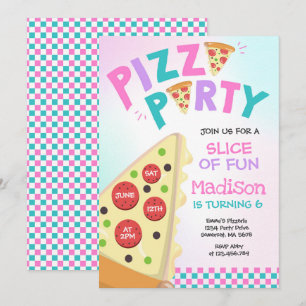 Pizza Party-inbjudan Pizza-Födelsedagsfest Inbjudningar