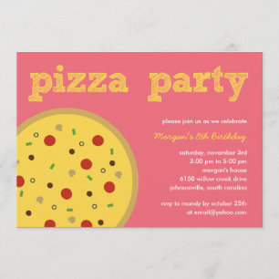 Pizza Party-inbjudan (Rosa) Inbjudningar
