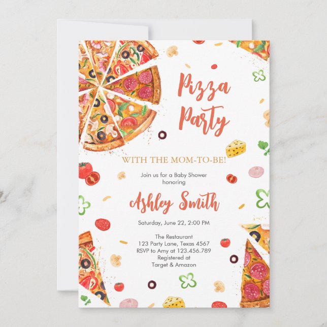 Pizza Party Invitation Pizza Birthday Party Inbjudningar (Framsida)