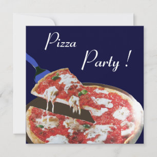 PIZZA PARTY, ITALIAN KITCHEN-middag, brunch, blått Inbjudningar