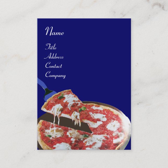 PIZZA PARTY ITALIAN KITCHEN, RESTAURANT,blue red Visitkort (Framsida)