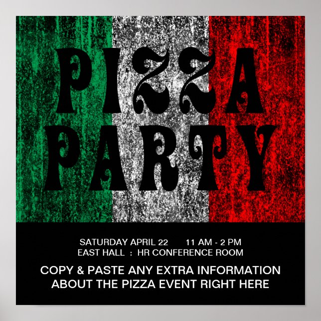pizza party (italiensk flagga) poster (Framsidan)